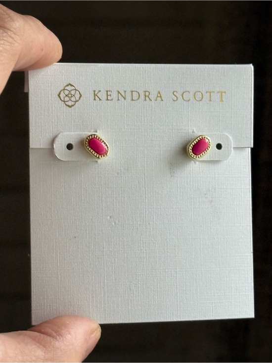 Kendra Scott Jewelry - Nwt Kendra Scott Hot Pink Gold-Trim Petite Stud Earrings